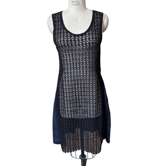 URBAN OUTFITTERS Black & Blue Crochet Dress Kimchi & Blue Size 7/ Medium - Picture 1 of 6